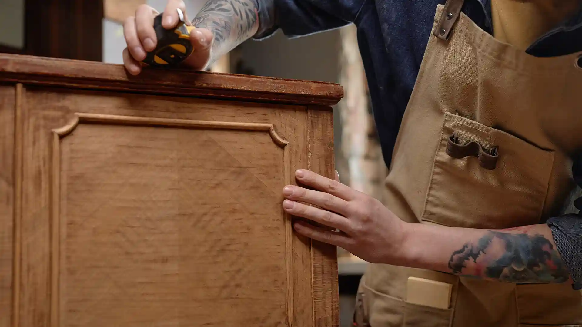 Timber selected in the Solmaz joinery workshop in London
