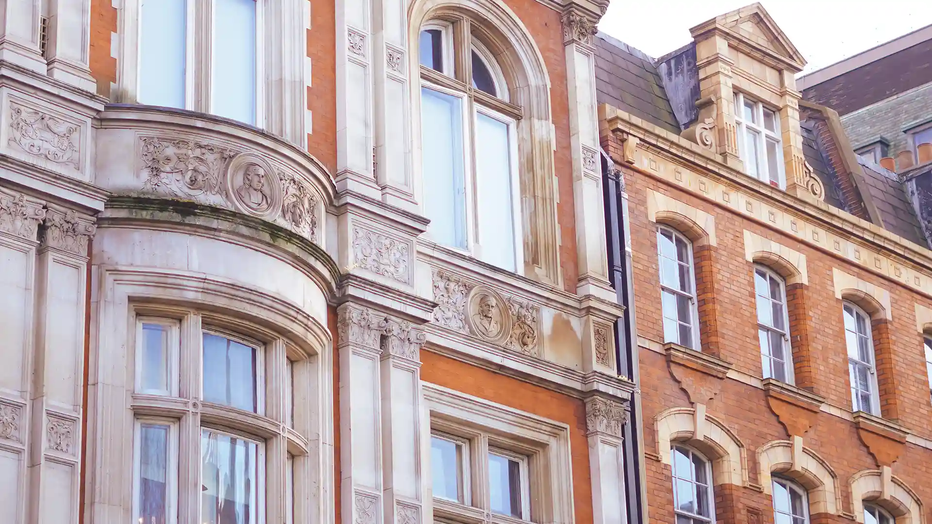 Careful restoration detail on a listed building in London